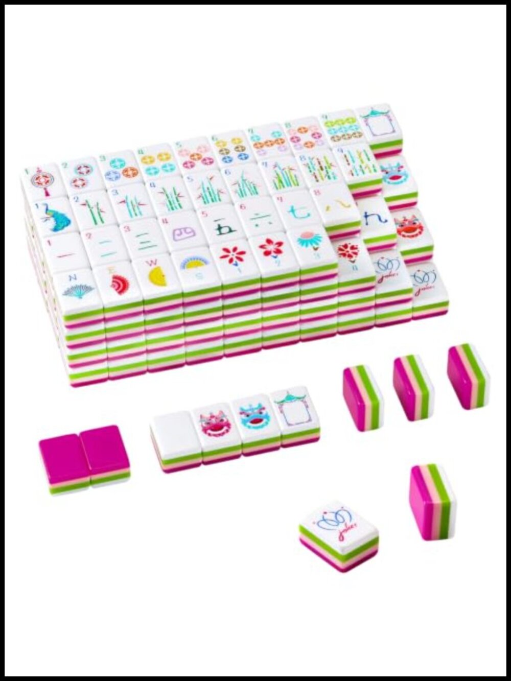 American Mahjong Tile Set - 160 Acrylic Tiles, 4 Layer Engraved, with Bag &